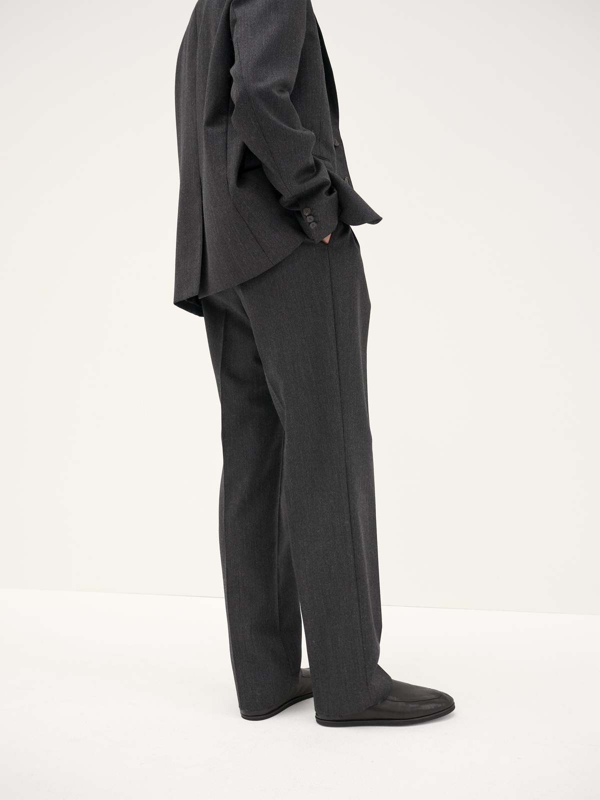 Auralee Bluefaced Wool Dobby Slacks - Charcoal | Garmentory