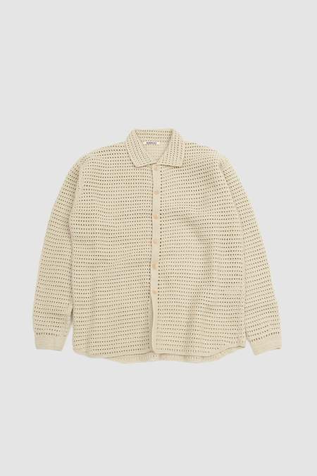 トップス AURALEE WOOL CASHMERE LIGHT TWEED SHIRTS Auralee Wool Cashmere Light Tweed Shirt - Green | Garmentory