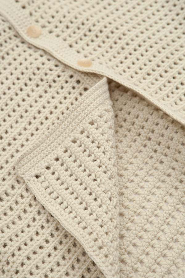 トップス AURALEE Hand Crochet Wool Knit Shirts SPORTIVO [Hand crochet wool knit shirt light khaki]