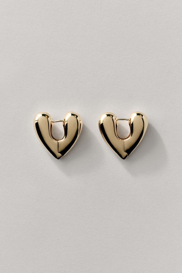 Annika Inez Large Heart Hoops Earrings - 14k Gold Plated Silver