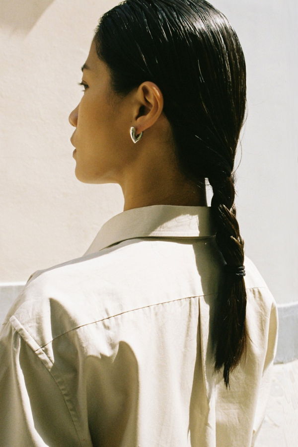 Annika Inez Small Heart Hoops - Sterling Silver