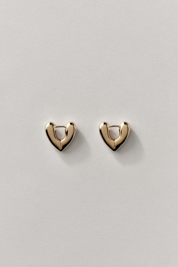 Annika Inez Small Heart Hoops - Metallic