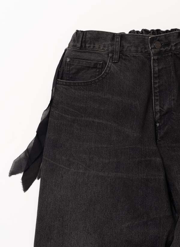 Undercover FRINGED WIDE LEG JEANS - BLACK | Garmentory