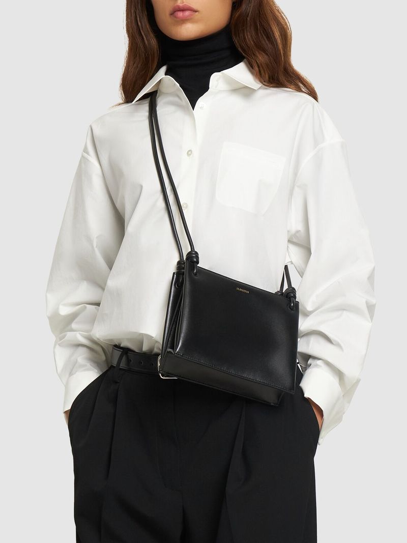 Jil Sander Small Giro Leather Shoulder Bag - Black | Garmentory