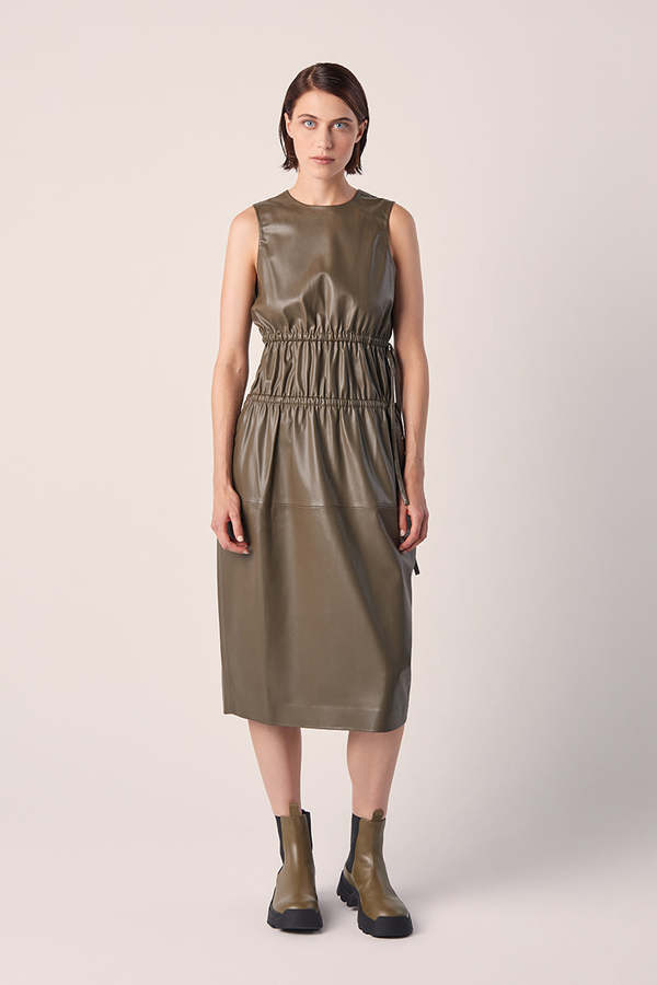 Proenza Schouler White Label Faux Leather Drawstring Dress | Garmentory