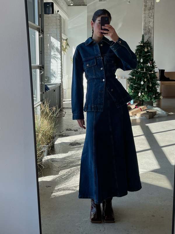 Moon River Denim Cinched Waist Jacket | Garmentory