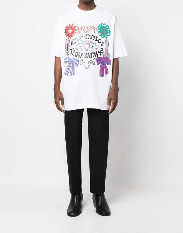 ACNE STUDIOS Enriko Flower Logo Oversize T-Shirt | Garmentory