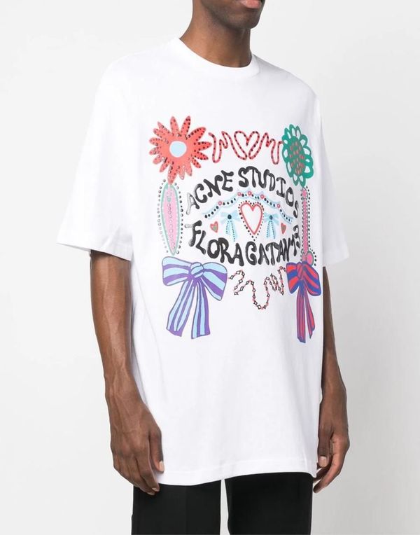 ACNE STUDIOS Enriko Flower Logo Oversize T-Shirt | Garmentory