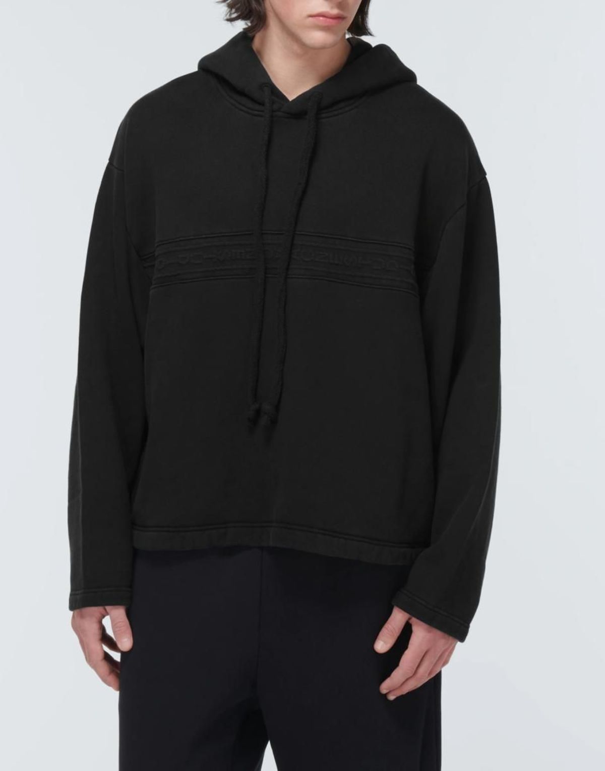 ACNE STUDIOS Farmy Chain Rib Logo Tape Hoodie | Garmentory
