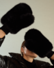 Cynthia Rowley Faux Fur Oversized Mittens - Thumbnail 2