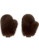 Cynthia Rowley Faux Fur Oversized Mittens - Brown - Thumbnail 1