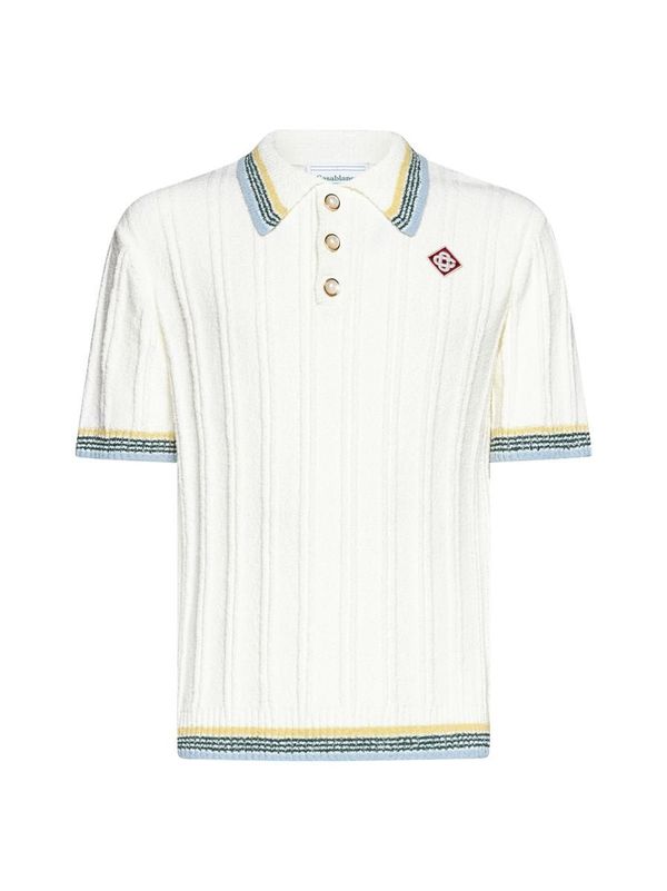 Tシャツ・カットソー Casablanca Casablanca T-shirts and Polos White CASABLANCA Knitted White Polo T-shirt Size S, M, L, XL, 2XL