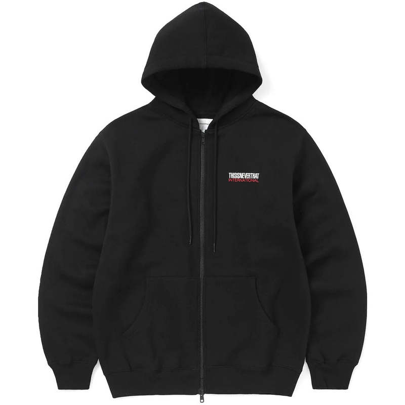 ThisIsNeverThat CP INTL. Logo Zip Hoodie - Black | Garmentory