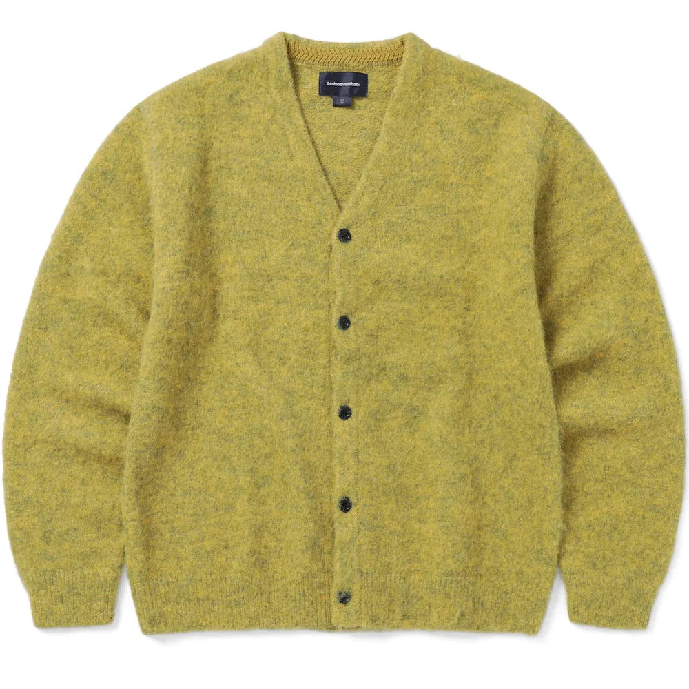 Hairy-Knit-Cardigan--Mustard--