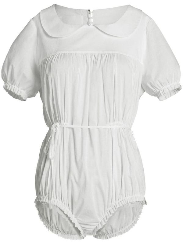 maison margiera 19aw ボディスーツ　4ステッチ Maison Margiela four-stitch logo cotton bodysuit - White | Garmentory