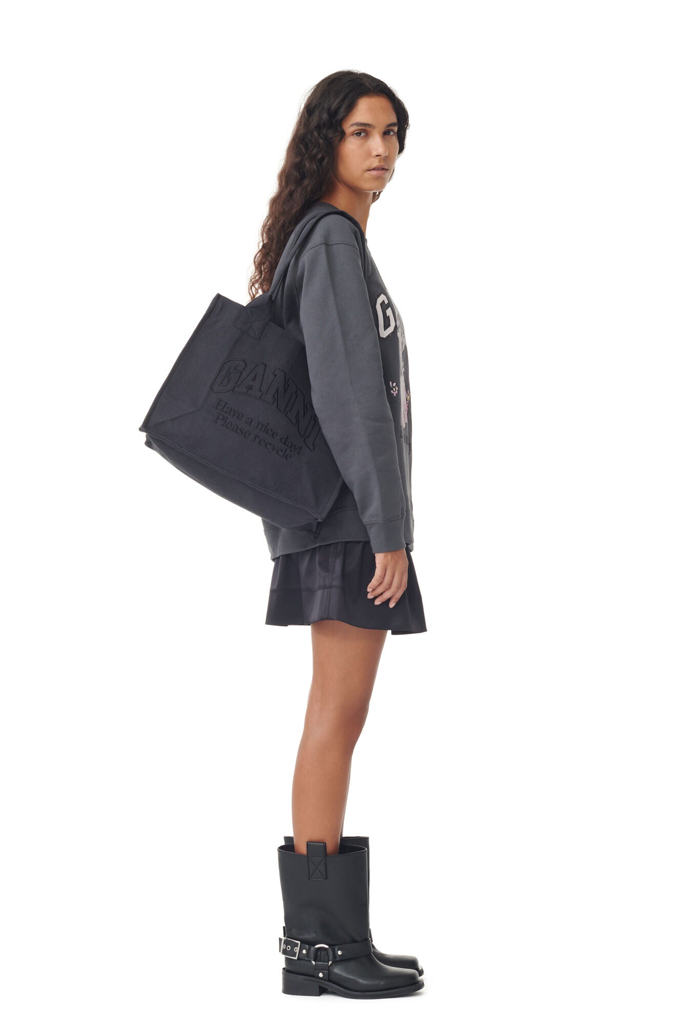 Ganni Large Easy Shopper Tote Phantom