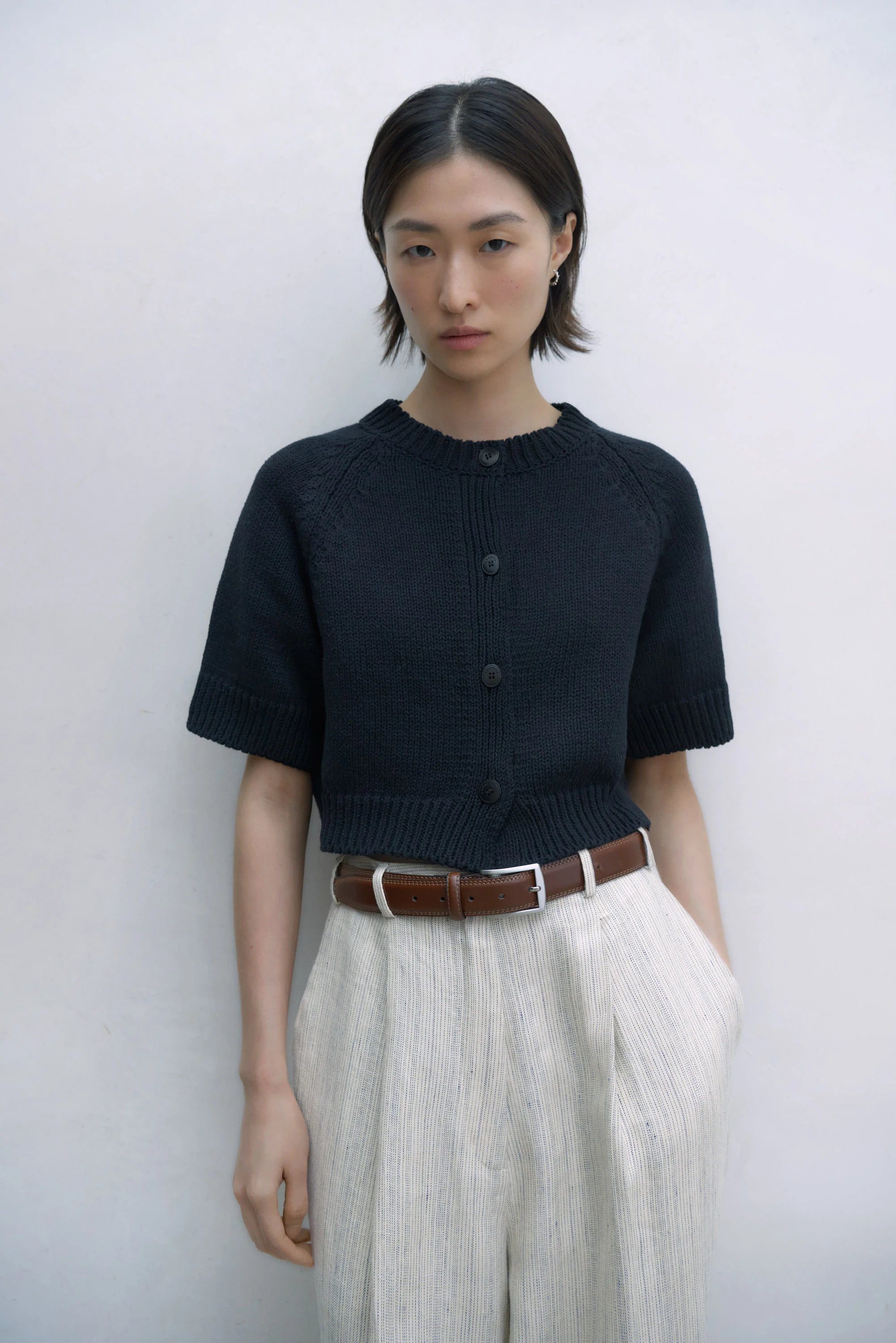 CORDERA COTTON BUTTONED TOP コットンカーディガン五分 今日もビショップ CORDERA COTTON BUTTONED TOP