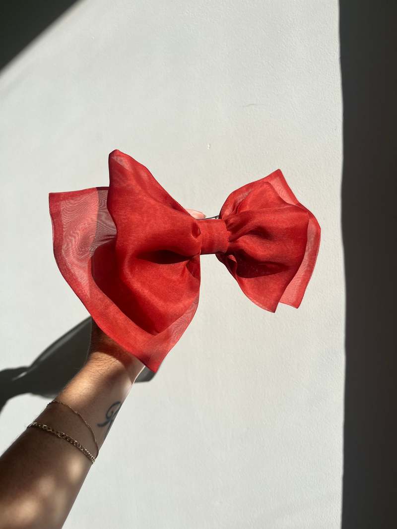 Kamperett Small Silk Organza Bow - Rust | Garmentory display picture 3