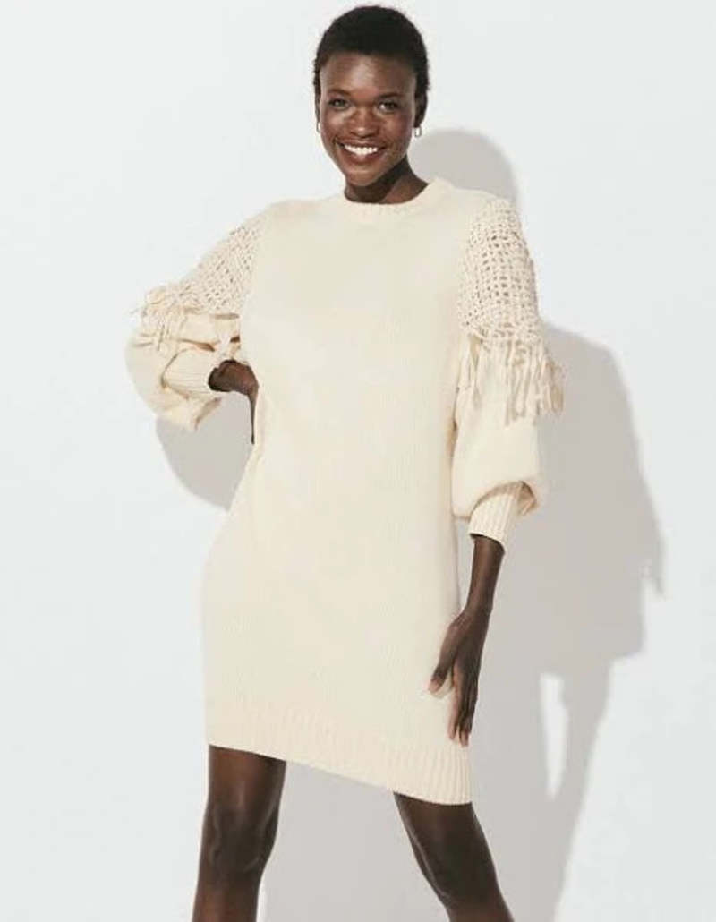 Cleobella Danielle Sweater Mini Dress w/ Macrame - Ivory | Garmentory
