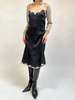 Vintage Silk Lace Trim Slipdress - Black - Thumbnail 1