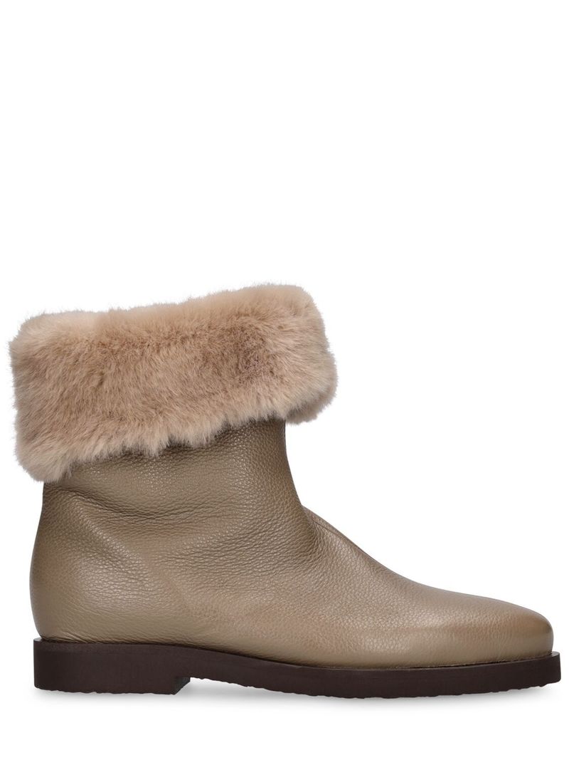 Totême The Off Duty Leather Ankle Boots Taupe Garmentory