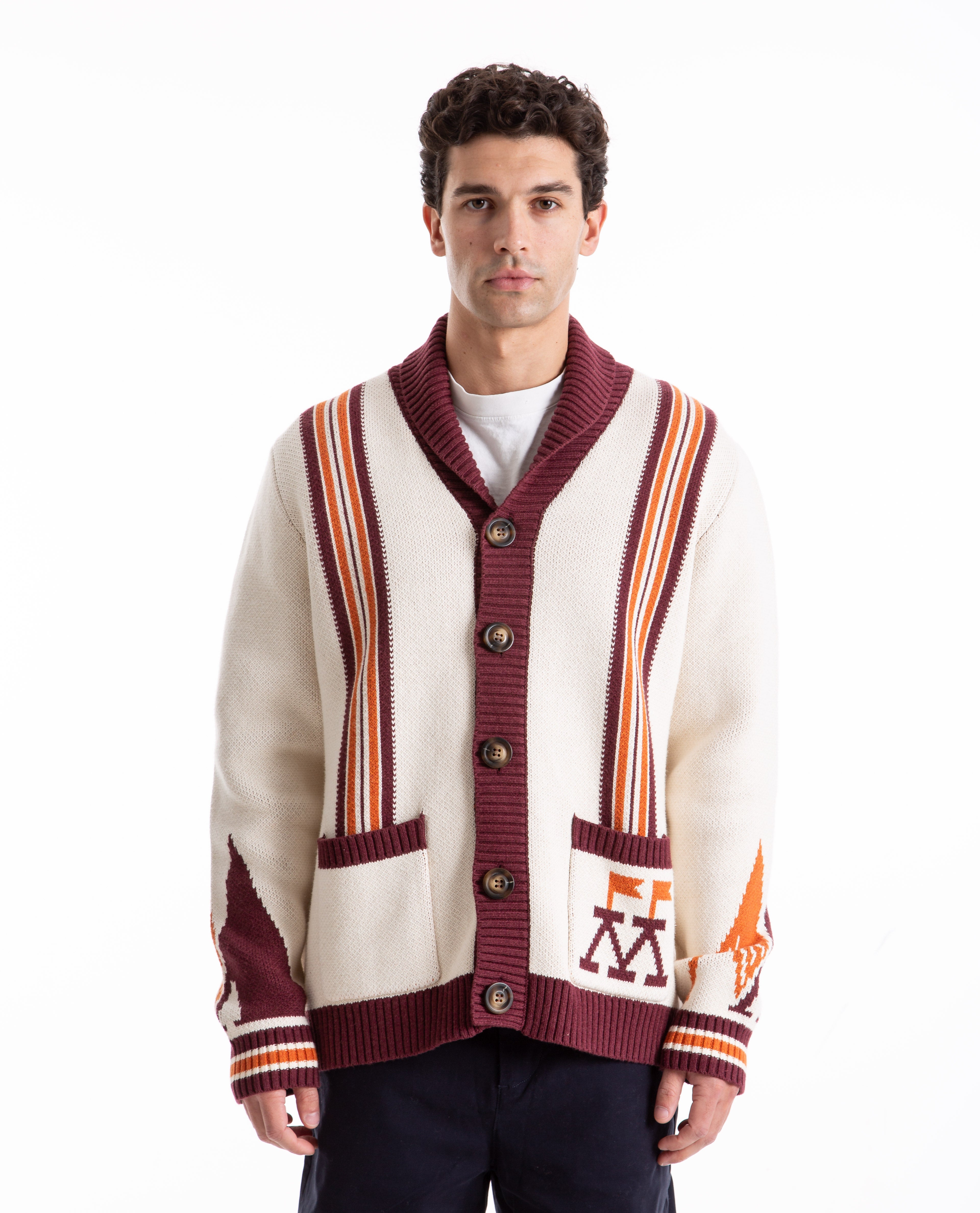 【MALBON GOLF】[SUMMER COLLECTION] Jude Knit Cardigan ■MAN MALBON GOLF Helena Shawl Collar Knit Sweater - MUSLIN