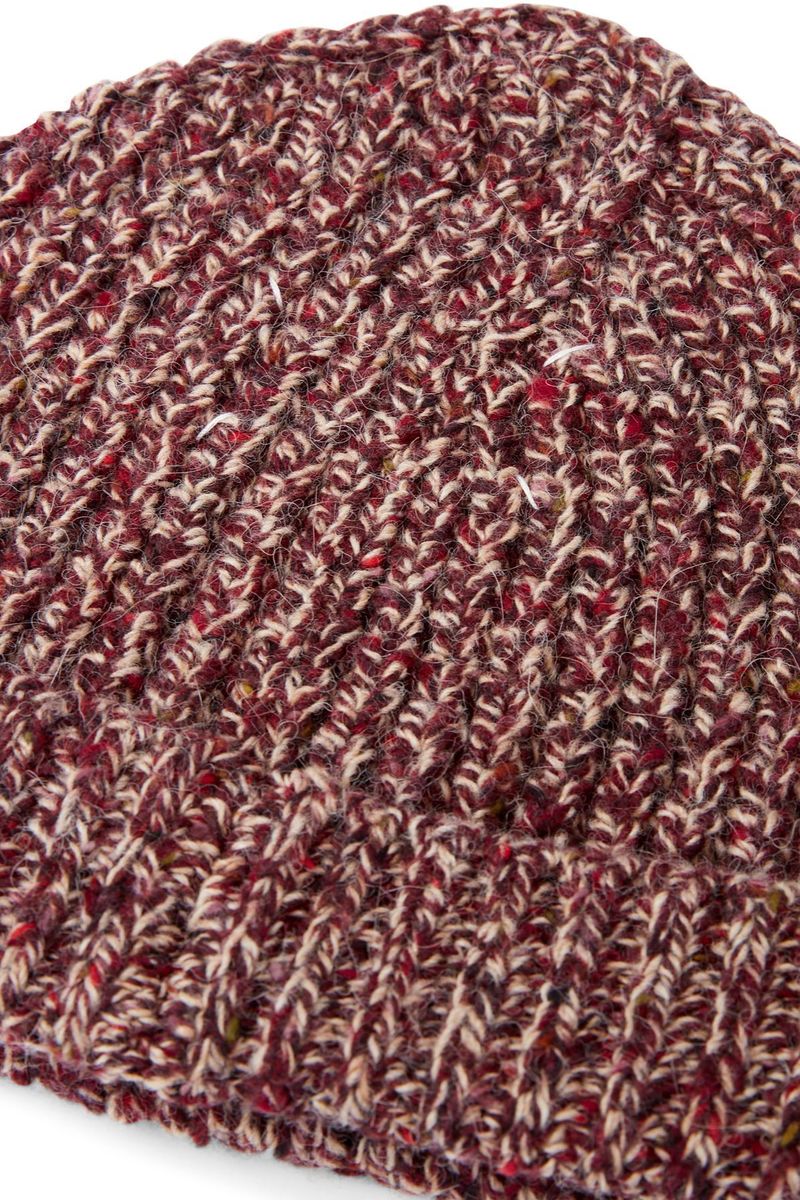 “Maison Margiela” Wool Beanie Bordeaux Maison Margiela Mended Beanie - Bordeaux | Garmentory
