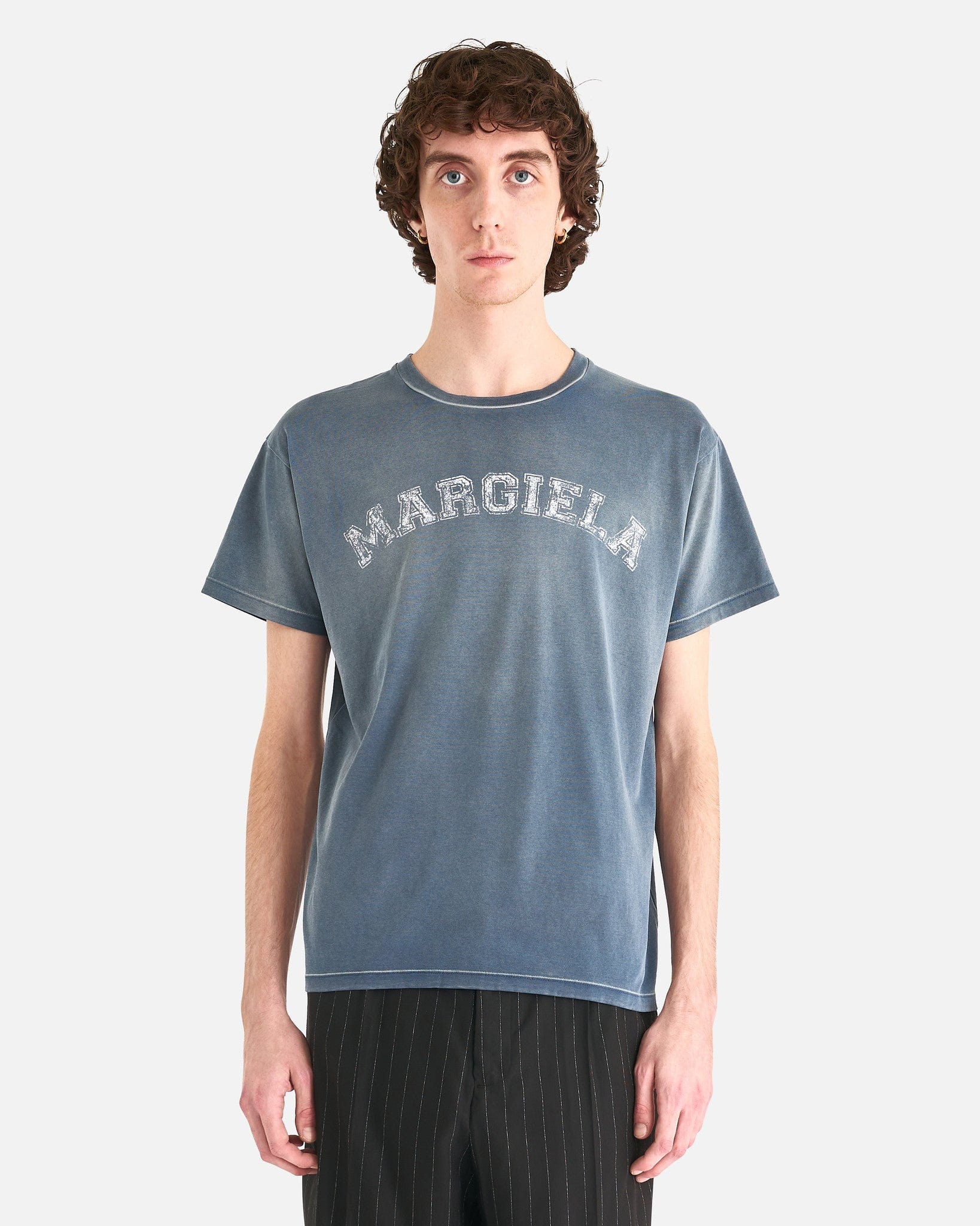 Maison Margiela Logo Cotton Jersey T-Shirt - Blue | Garmentory