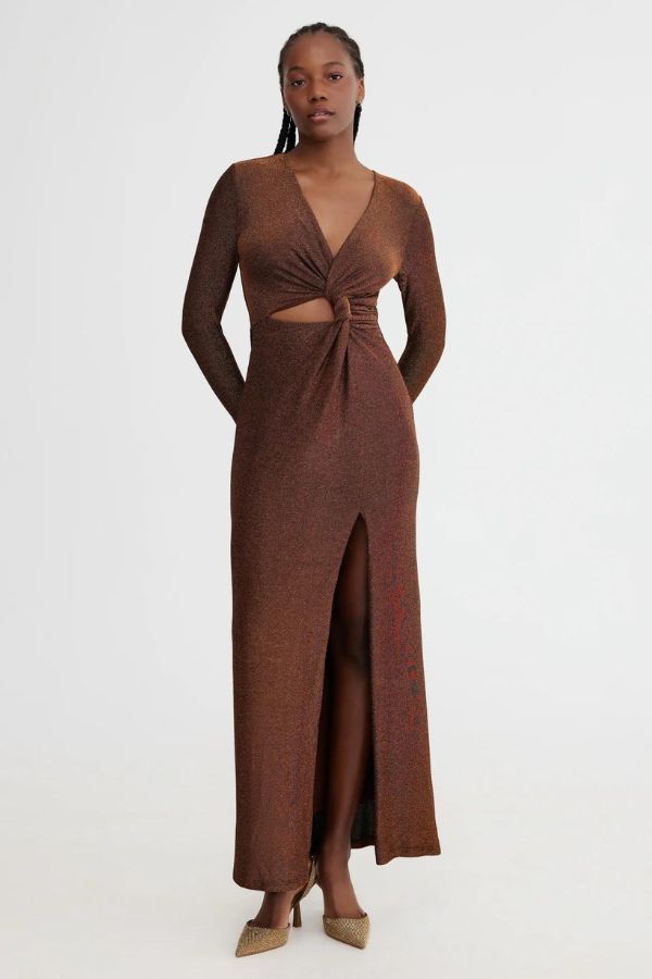 Significant Other Kyla Long Sleeve Dress - Bronze | Garmentory