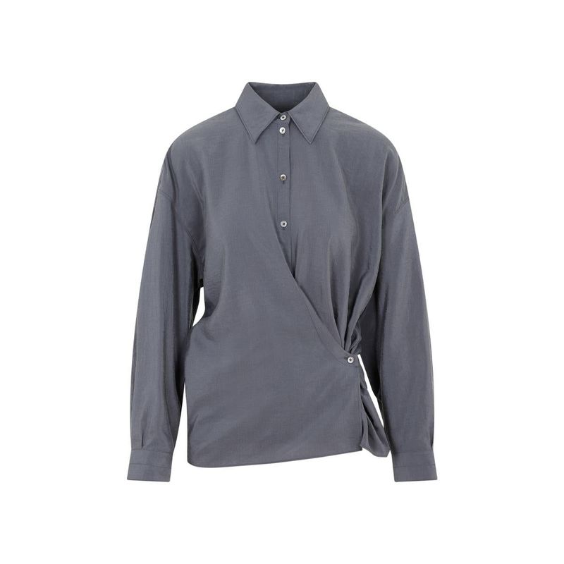 Lemaire STRAIGHT COLLAR TWISTED SHIRT - Grey | Garmentory