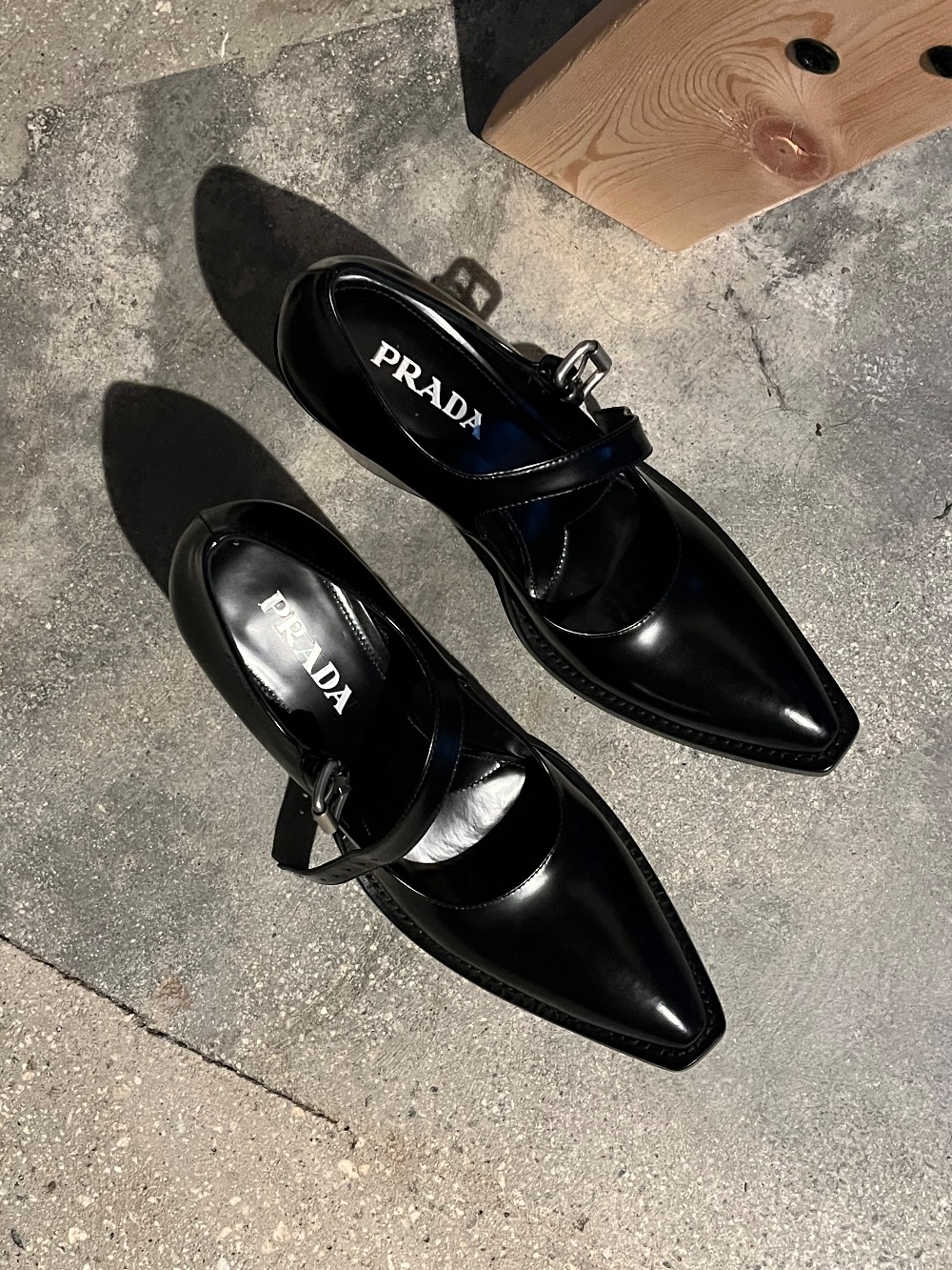 PRADA Leather Mary Jane Block Heel Pumps | Garmentory