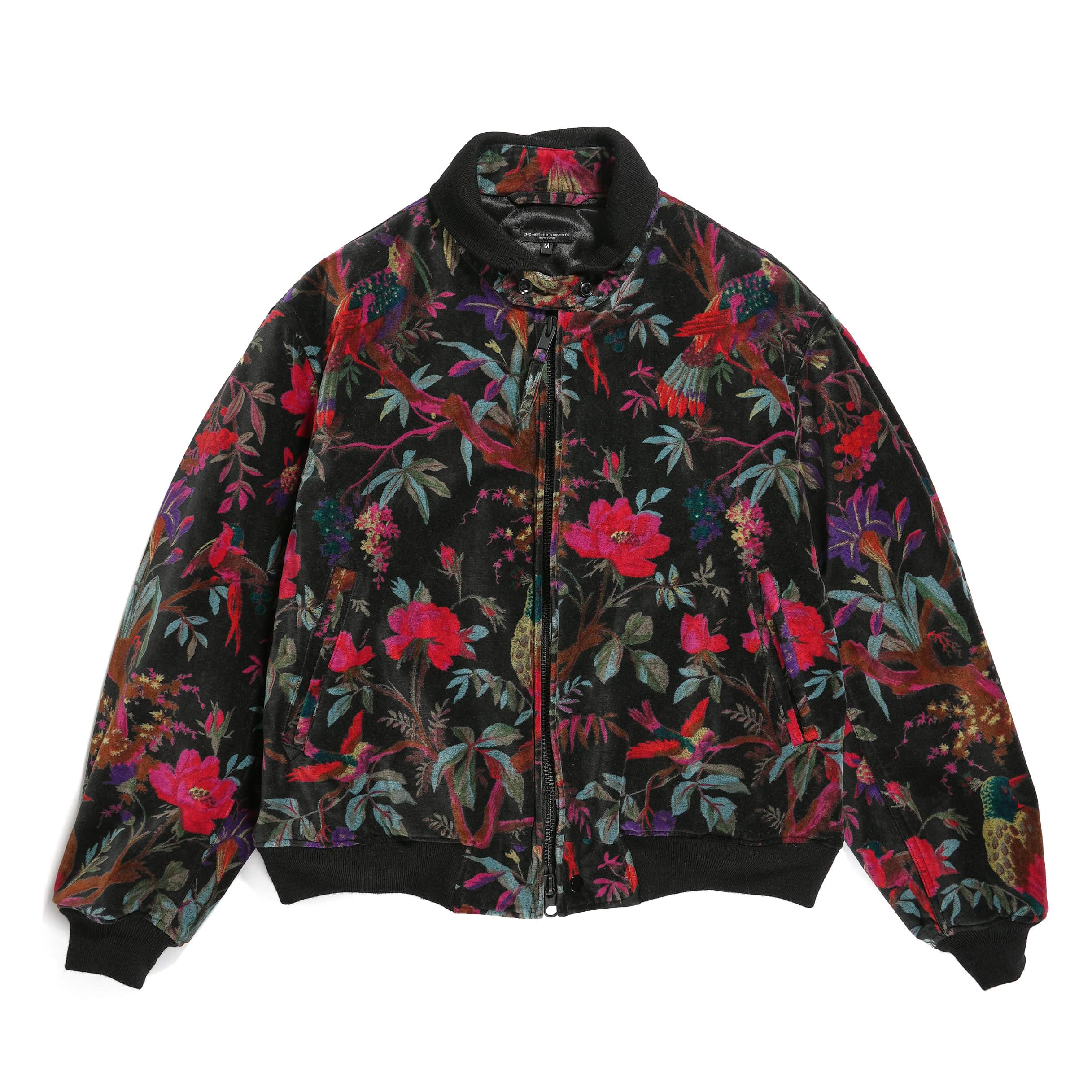 Engineered Garments Cotton LL Jacket - Black Bird Print Velveteen 