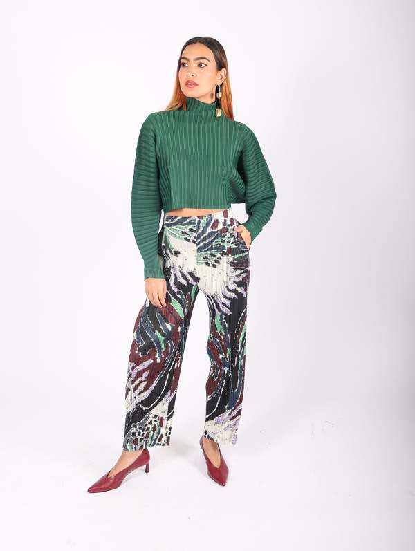 Rib Pleats December Top in Dark Green by Pleats Please Issey Rib Pleats December Top in Dark Green by Pleats Please Issey