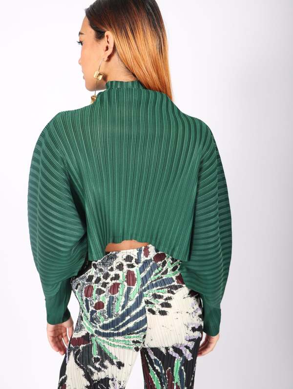 Rib Pleats December Top in Dark Green by Pleats Please Issey Rib Pleats December Top in Dark Green by Pleats Please Issey