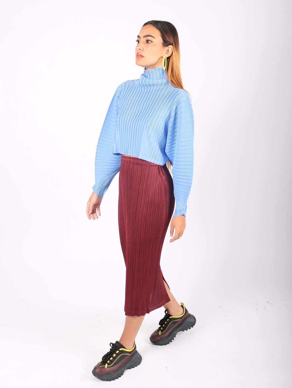Pleats Please by Issey Miyake Rib Pleats December Top - Steel Blue