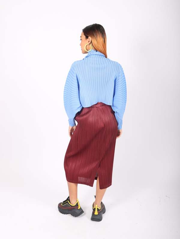 Pleats Please by Issey Miyake Rib Pleats December Top - Steel Blue