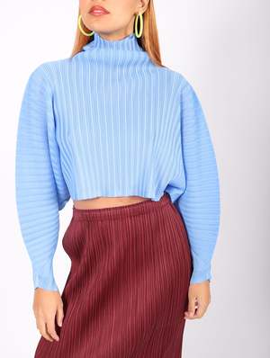 Pleats Please by Issey Miyake Rib Pleats December Top - Steel Blue