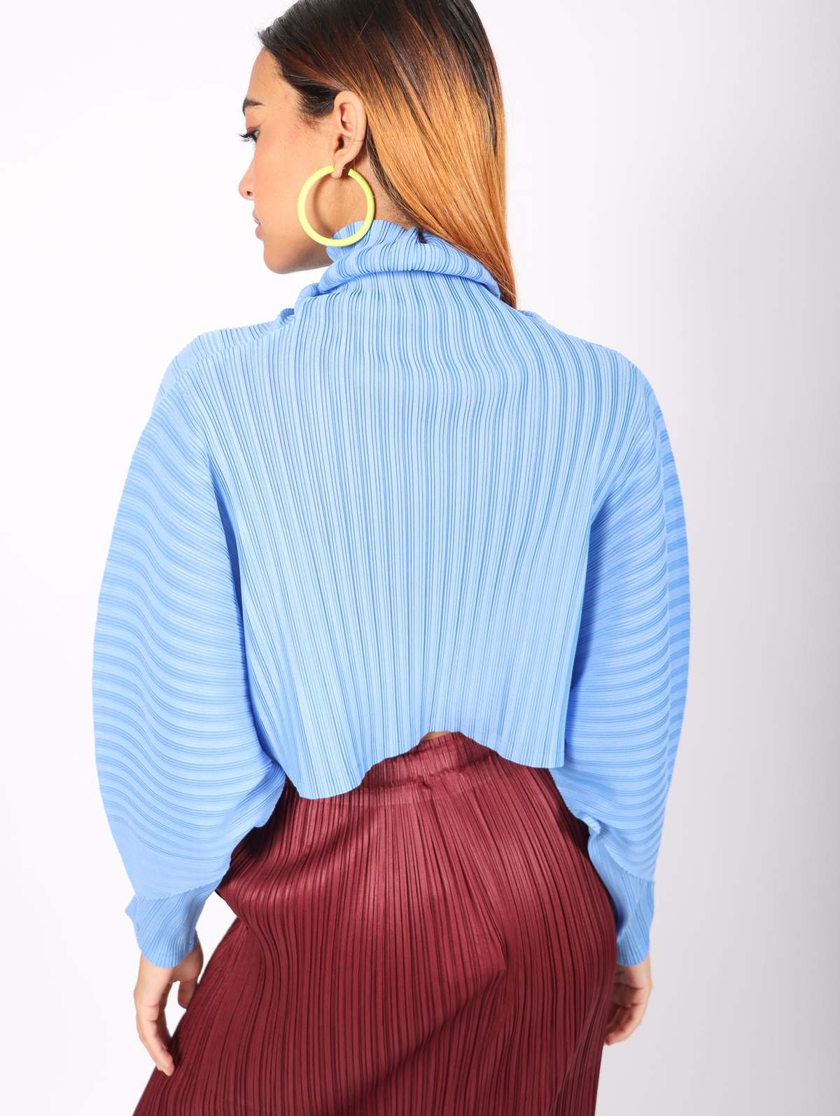 Pleats Please by Issey Miyake Rib Pleats December Top - Steel Blue