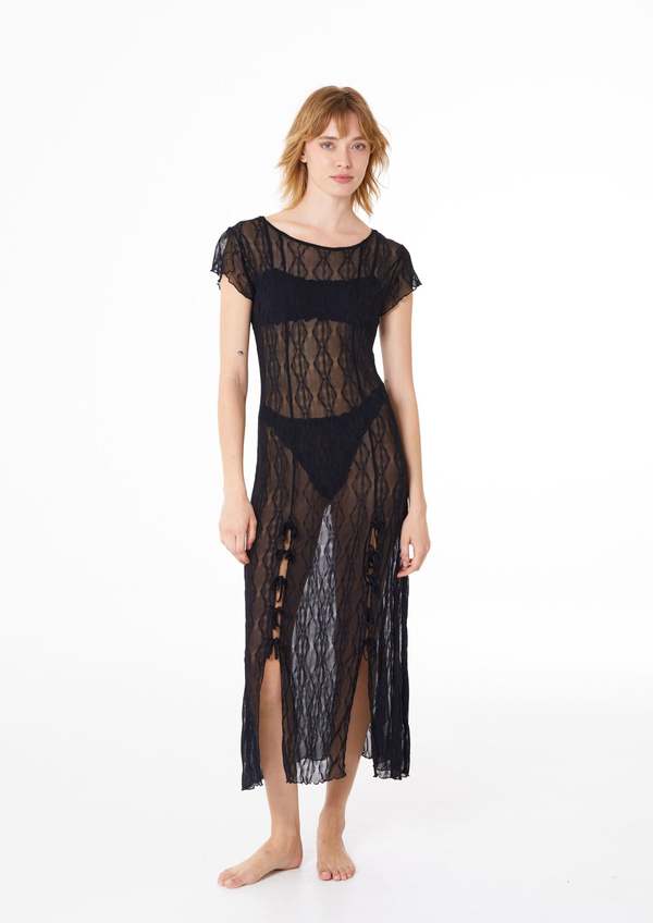 Find Me Now Mariposa Lace Midi Dress - Black | Garmentory