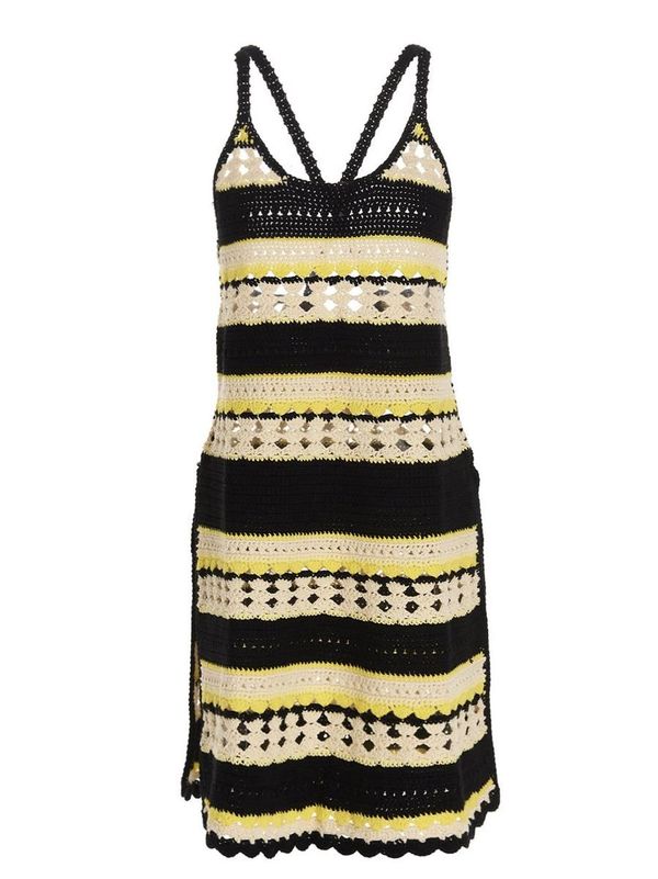 white christmas dresses Ganni - Crochet Cover Up Slip Dress in Golden Kiwi