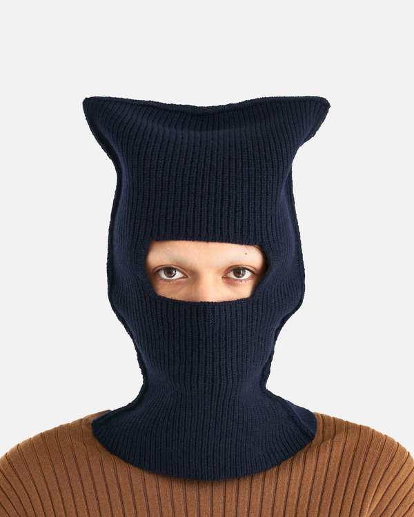 Maison Margiela Wool Knit Balaclava beanie - Navy | Garmentory