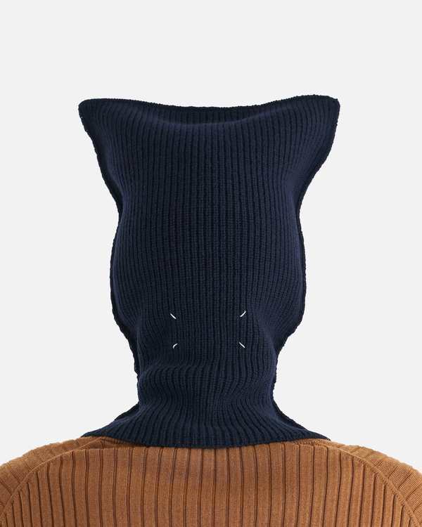 Maison Margiela Wool Knit Balaclava beanie - Navy | Garmentory