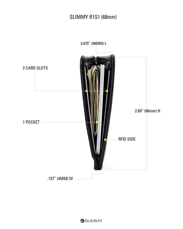 R1S1 Mini 1-Pocket 2-Slot Wallet (68mm) - Black R1S1 Mini 1-Pocket 2-Slot Wallet (68mm) - Black