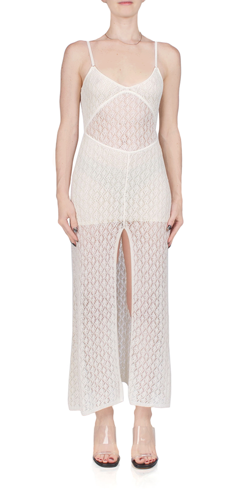 BREEZE BACKLESS KNIT MAXI DRESS - IVORY M BREEZE BACKLESS KNIT MAXI DRESS - IVORY M