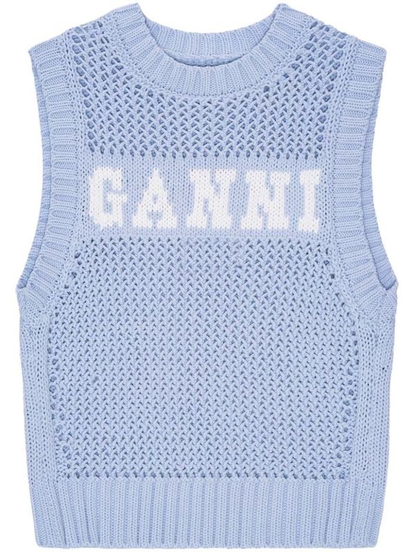 Dino Cotton Robe Knit Vest Ganni Ganni Knitwear Cotton Rope Vest
