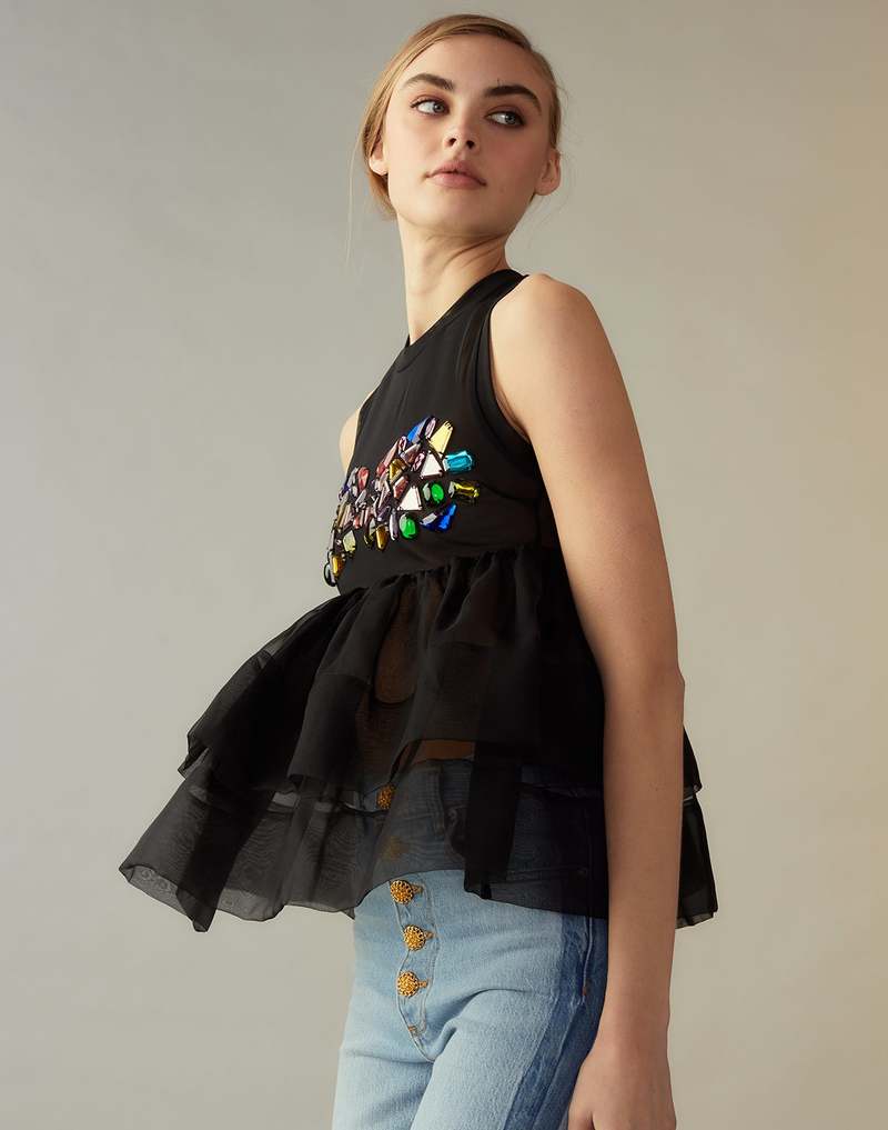 Cynthia Rowley Jewel Cascade Peplum Top