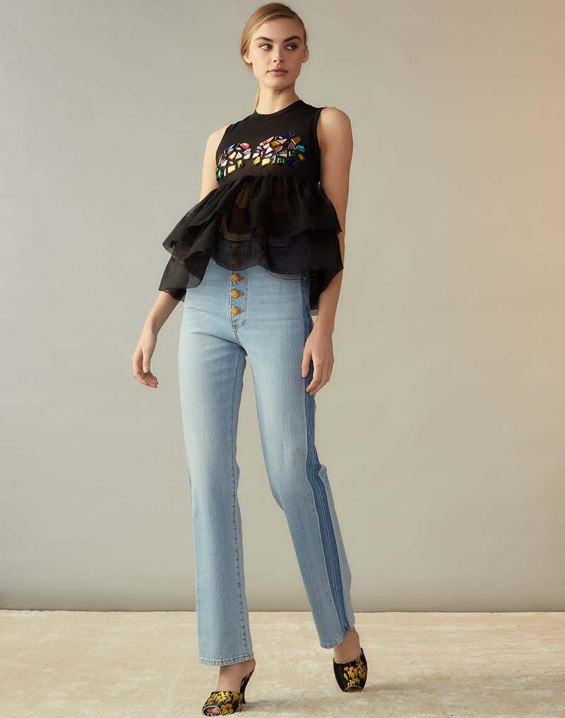 Cynthia Rowley Jewel Cascade Peplum Top