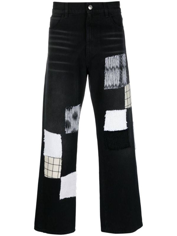 Marni Patchwork cotton denim jeans - Black | Garmentory