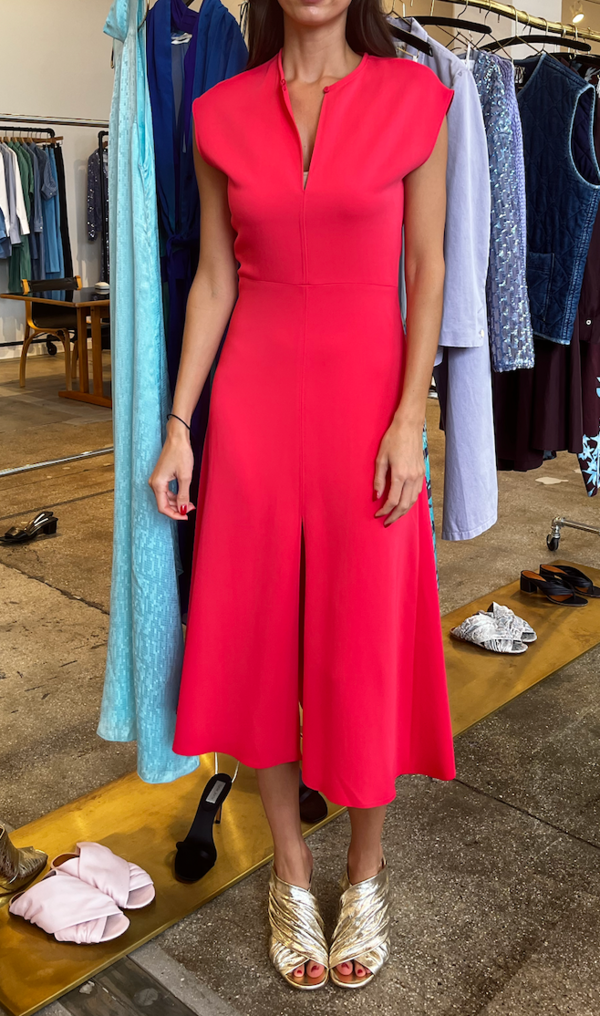 Forte Forte My Dress Stretch Crepe Flared Dress - Watermelon | Garmentory Forte Forte My Dress Stretch Crepe Flared Dress - Watermelon | Garmentory