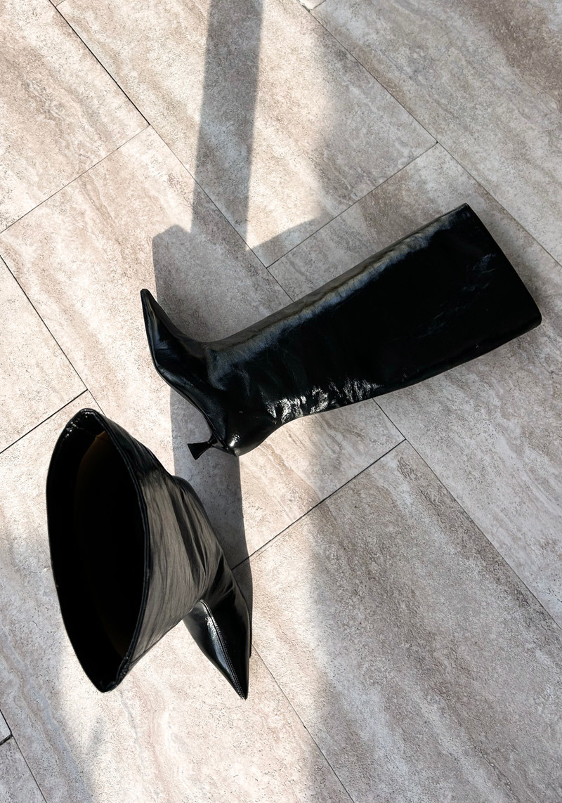 【関税＆送料込み】Ganni Black Naplack Slouchy Boot Ganni-Soft-Slouchy-High-Shaft-